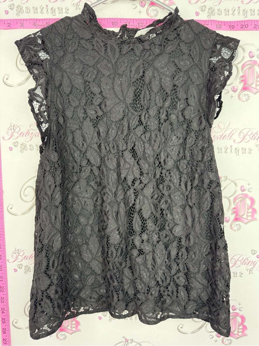 H&M tank top floral Lacie shirt Black Lace Cap-Sleeve Blouse
